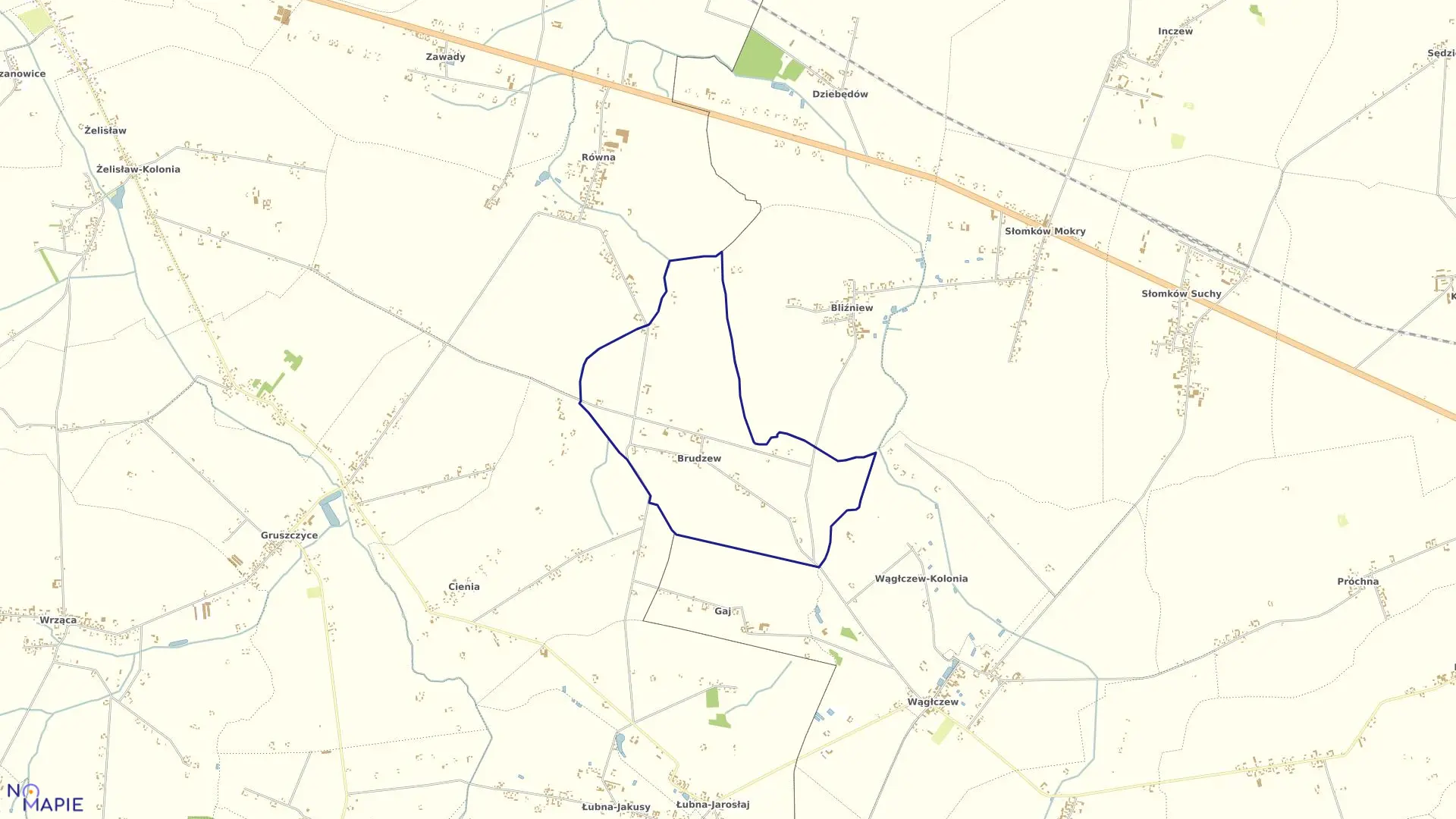 Mapa obrębu BRUDZEW w gminie Błaszki