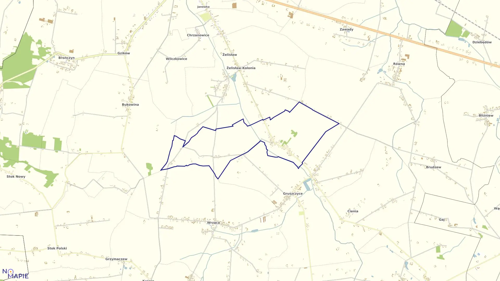 Mapa obrębu SARNY I ZABORÓW w gminie Błaszki